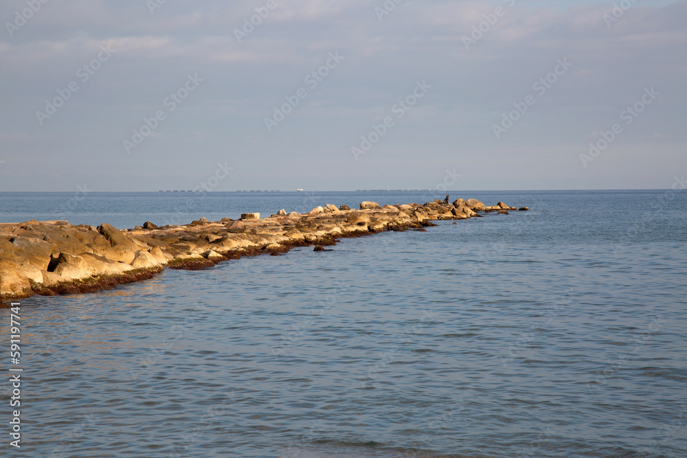 Stone Pier at Beach, El Campello, Alicante, Spain