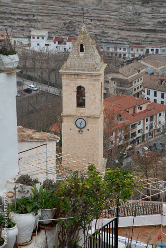 Obraz na płótnie Church Tower of Alcala del Jucar, Albacete, Spain w salonie