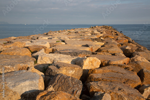 Stone Pier at Beach, El Campello, Alicante, Spain