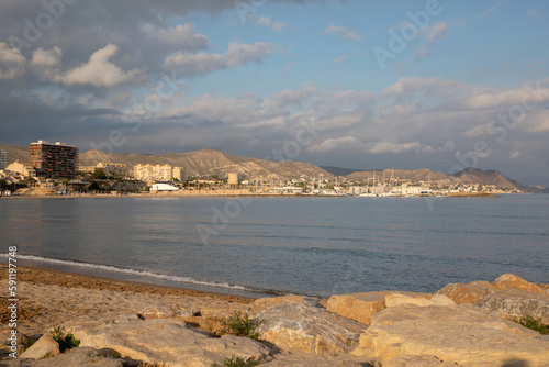 Obraz na płótnie Port and Beach, El Campello, Alicante, Spain w salonie