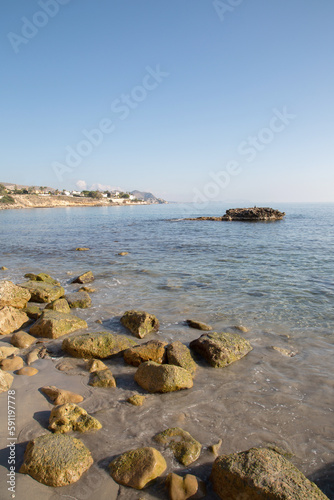 Obraz na płótnie View of Rock at Almadrava Beach; El Campello; Alicante; Spain w salonie