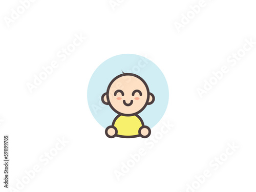 Cartoon little boy infant | Cute baby boss | Logo Icon | Vector cartoon illustration | Cloud | Blue Yellow