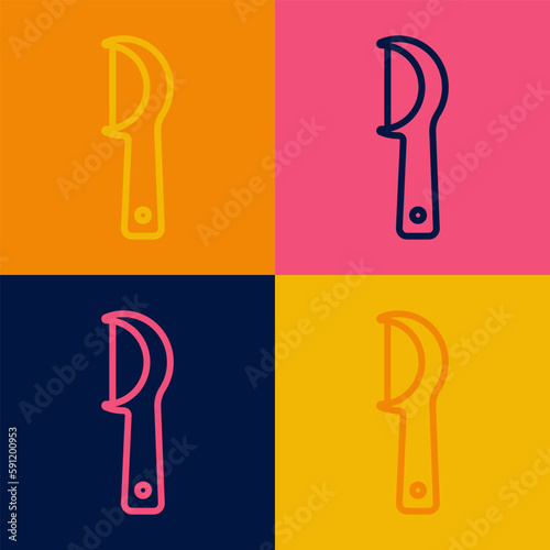 Pop art line Dental floss icon isolated on color background. Vector