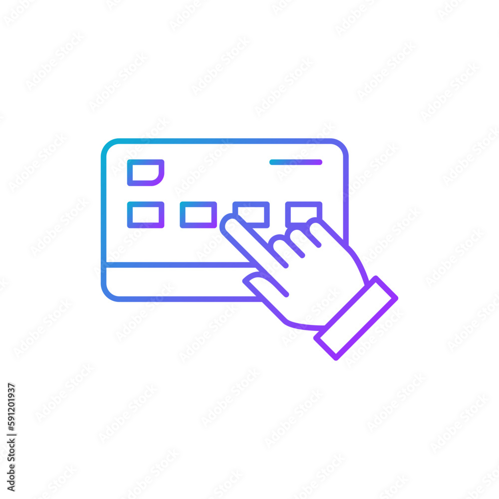 Finger click on the credit card, choice of debit card for payment gradient lineal icon. Shopping, online banking, finance symbol design. Finger click on the credit card, choice of debit card for payment gradient lineal icon. Shopping, online banking, finance symbol design.