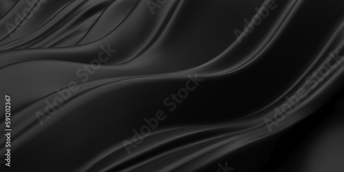 Abstract Black Cloth Background. Silky Fabric Beautiful Folds
