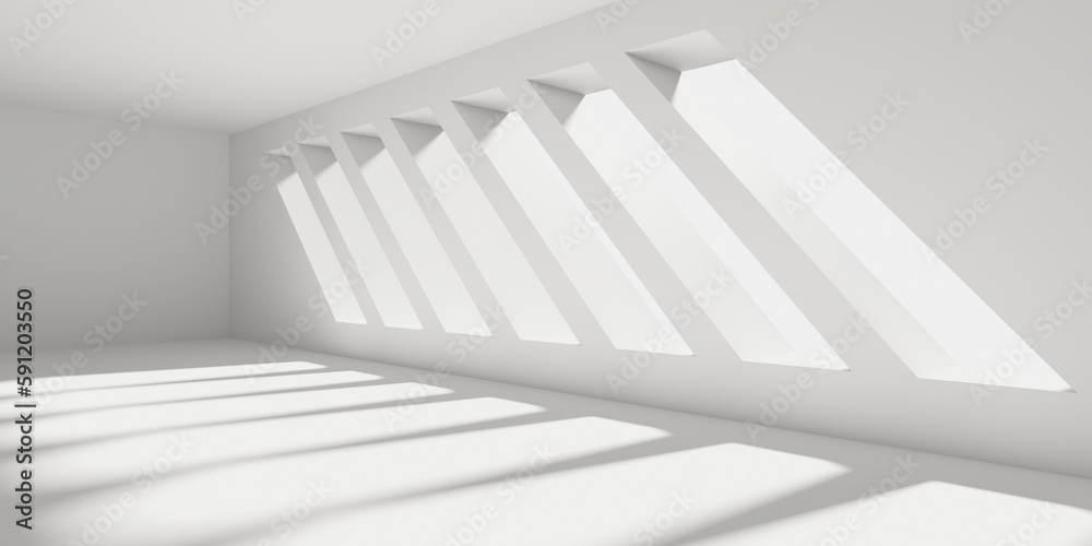 Obraz premium Minimalistic room space. White clean empty architecture interior