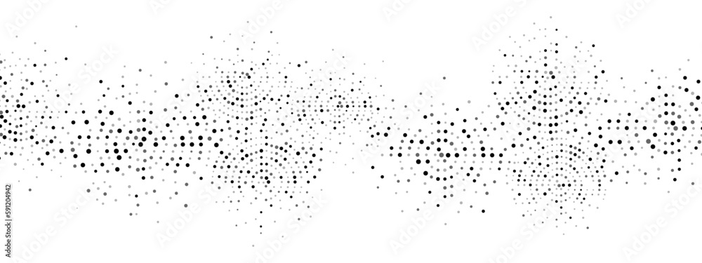Fototapeta premium Abstract halftone background frame of geometric shapes. Circular ornament. Pattern of dots, particles, molecules, fragments. Poster for technology, medicine, presentations, business. Vector 