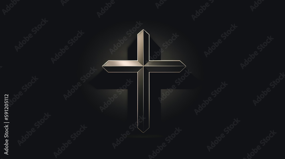 Christian Cross on a dark background, generative AI.