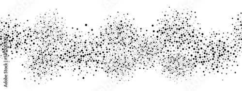 Abstract halftone background frame of geometric shapes. Circular ornament. Pattern of dots, particles, molecules, fragments. Poster for technology, medicine, presentations, business. Vector 