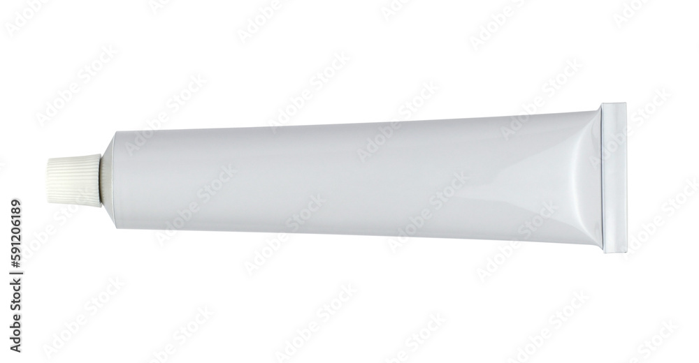 White medical or cosmetic cream tube mockup isolated from background - top view White medical or cosmetic cream tube mockup isolated from background - top view