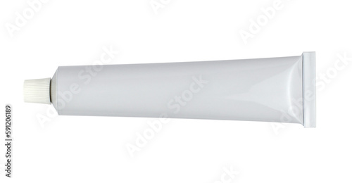 White medical or cosmetic cream tube mockup isolated from background - top view