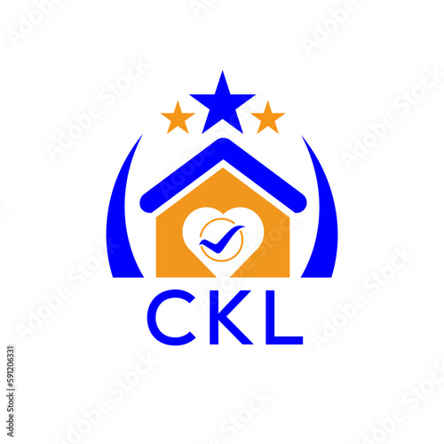 CKL House logo. KJG Letter logo and icon. Blue vector image on white background. KJG house Monogram home logo picture design and best business icon. 
 photo