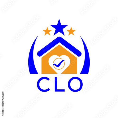 CLO House logo. KJG Letter logo and icon. Blue vector image on white background. KJG house Monogram home logo picture design and best business icon. 
