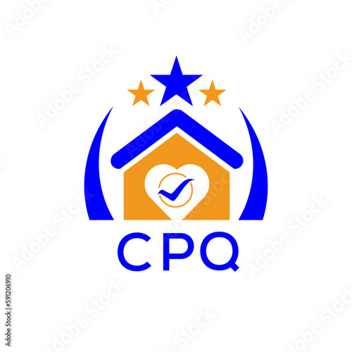 CPQ House logo. KJG Letter logo and icon. Blue vector image on white background. KJG house Monogram home logo picture design and best business icon. 
 photo