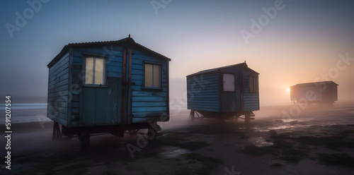 Old Huts in the Mist