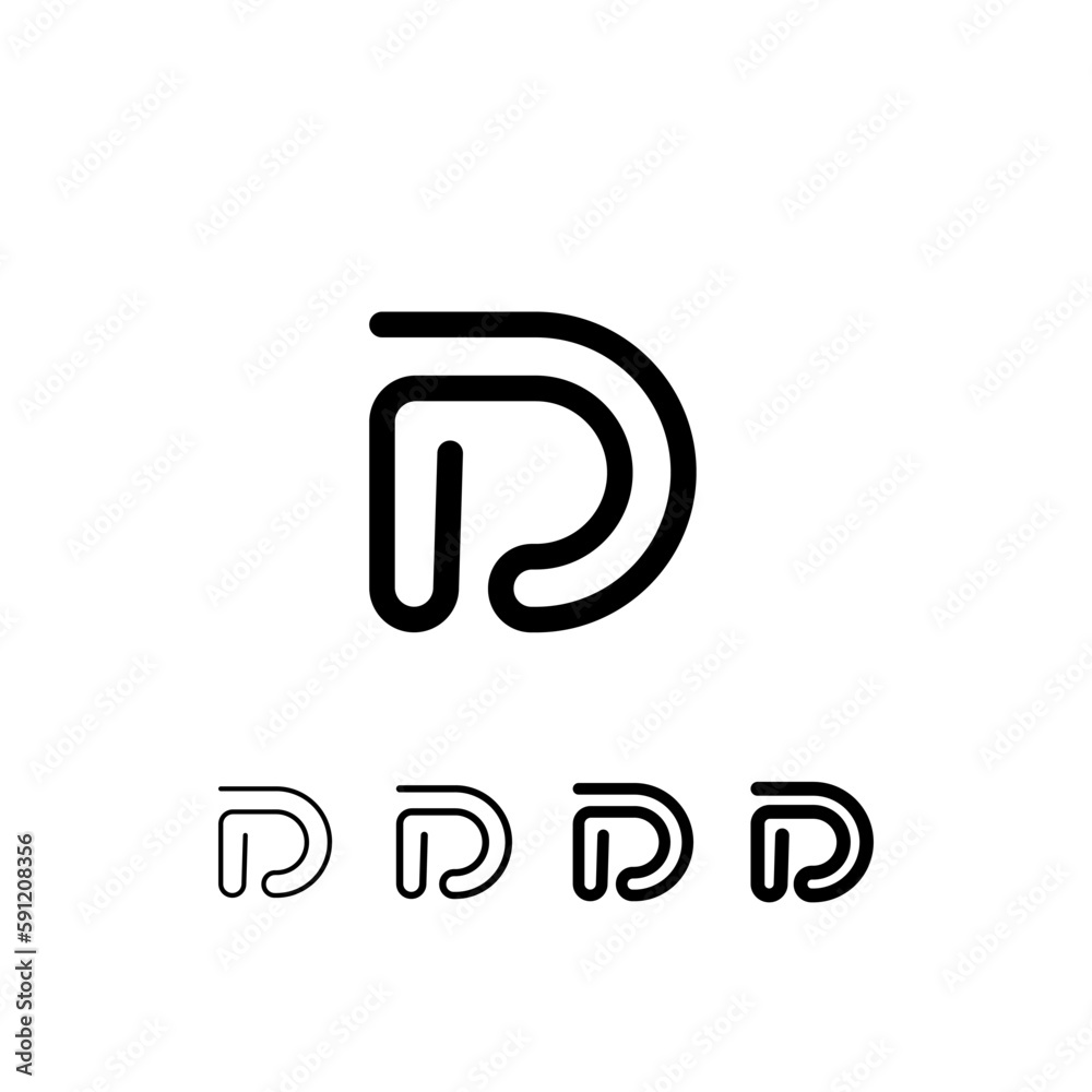 Digital technology font rounded alphabet, including set from five of different thicknesses trendy letter D, modern minimal trendy vector illustration 10EPS Digital technology font rounded alphabet, including set from five of different thicknesses trendy letter D, modern minimal trendy vector illustration 10EPS