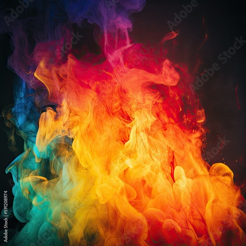 Colorful rainbow fire, gay pride flag colors, LGBT community flag