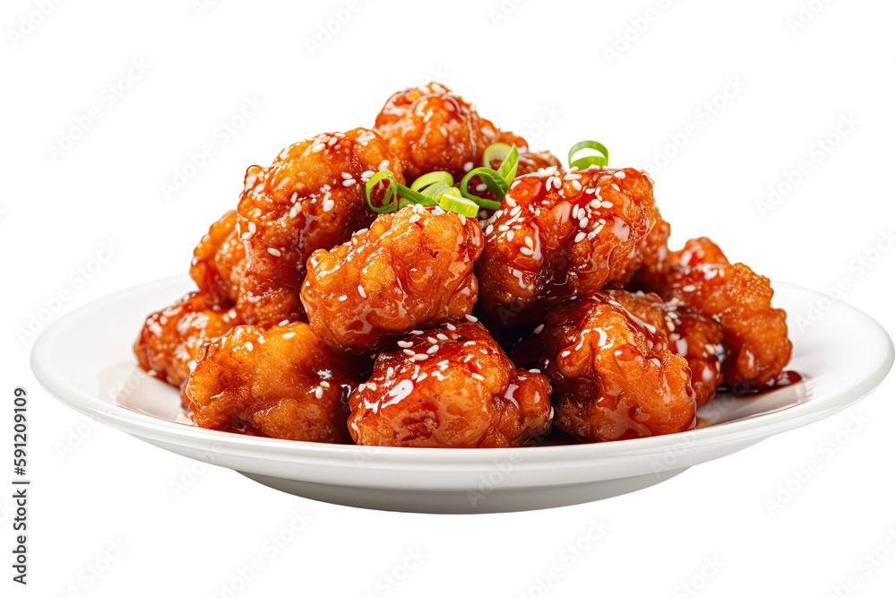 general tso chicken isolated on a transparent background, generative ai general tso chicken isolated on a transparent background, generative ai