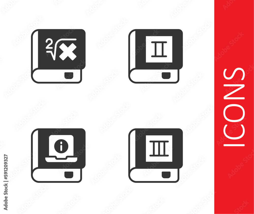 Set Book, with mathematics, User manual and icon. Vector Set Book, with mathematics, User manual and icon. Vector