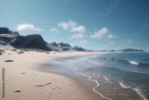 A minimalist landscape with a beach or coastline, Generative AI