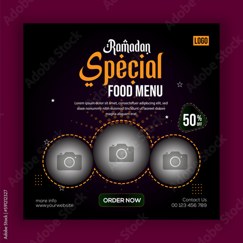 Ramadan Kareem special food menu social media template