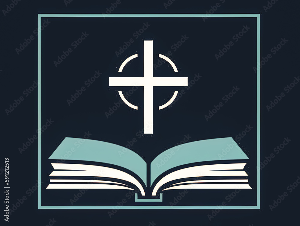 Illustration with Cross and holy bible, generative AI. Illustration with Cross and holy bible, generative AI.