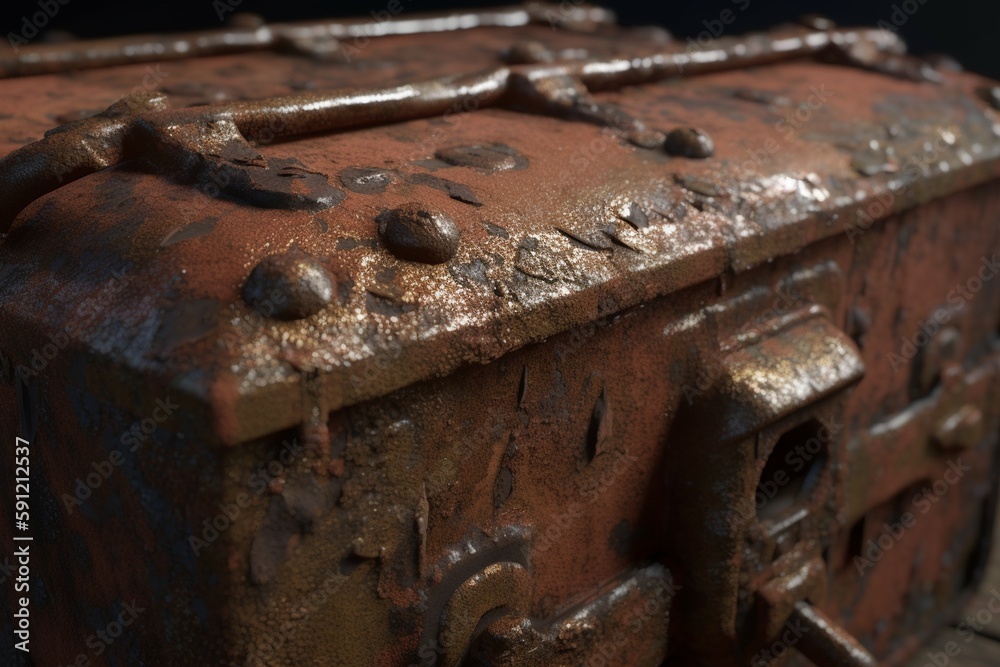 A close-up of a rusted or weathered object with texture, Generative AI