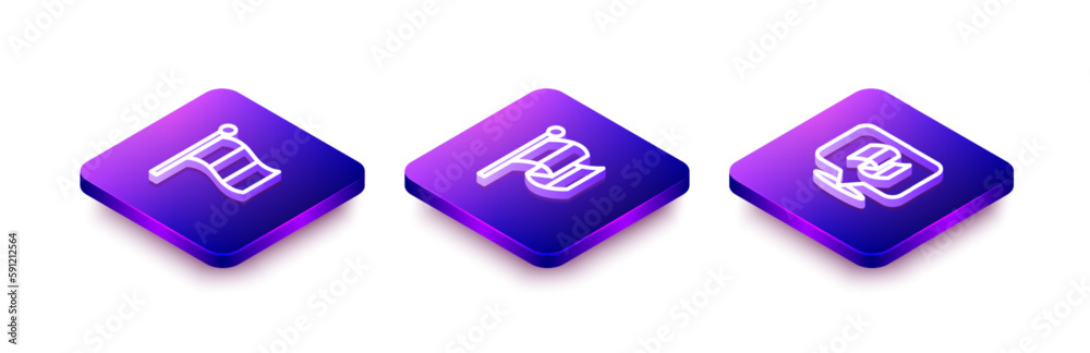 Set Isometric line Flag Italy, and icon. Vector Set Isometric line Flag Italy, and icon. Vector