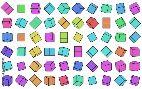  Cube icon set, icon collection, colorful cubes