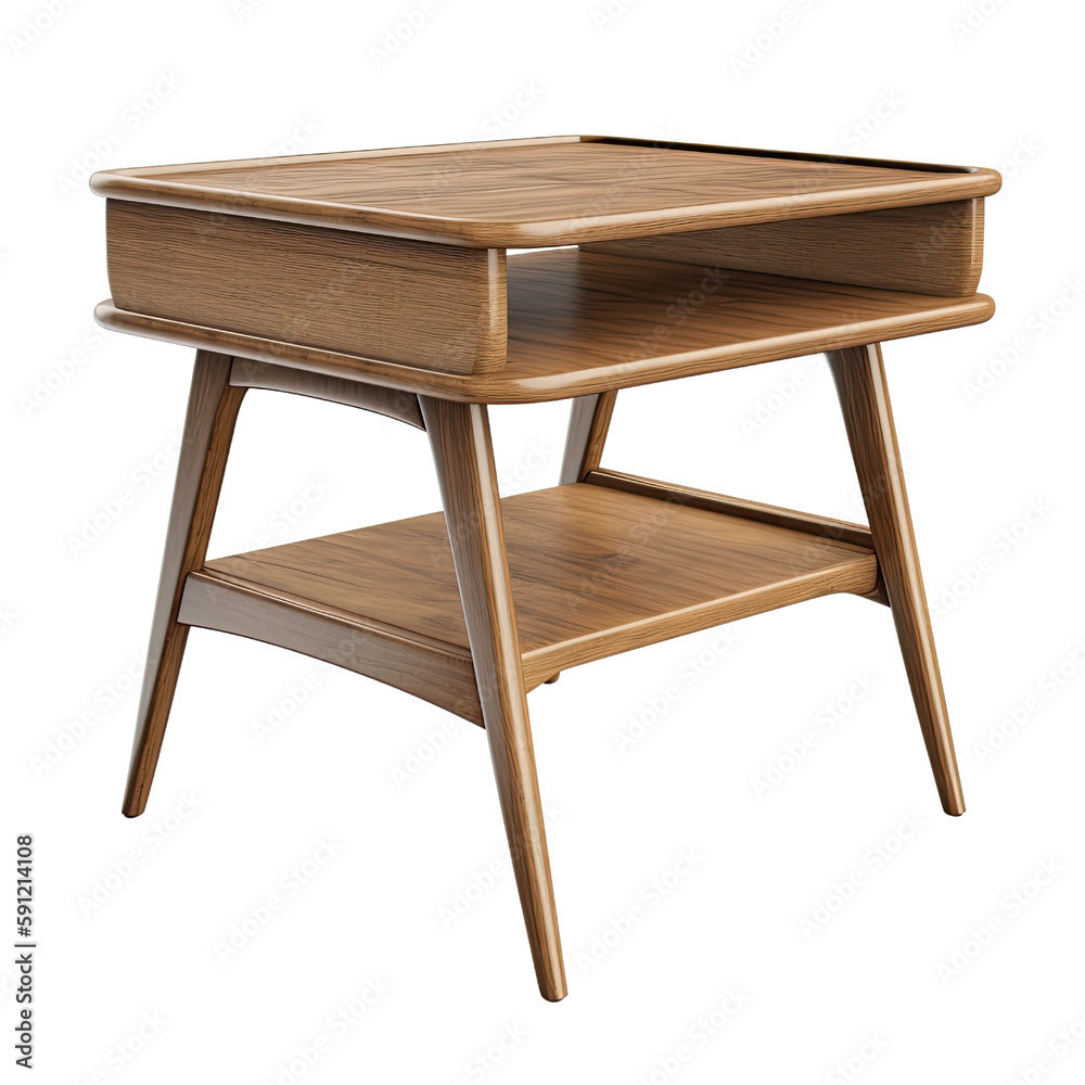 modern wooden side table isolated on a transparent background, generative ai modern wooden side table isolated on a transparent background, generative ai