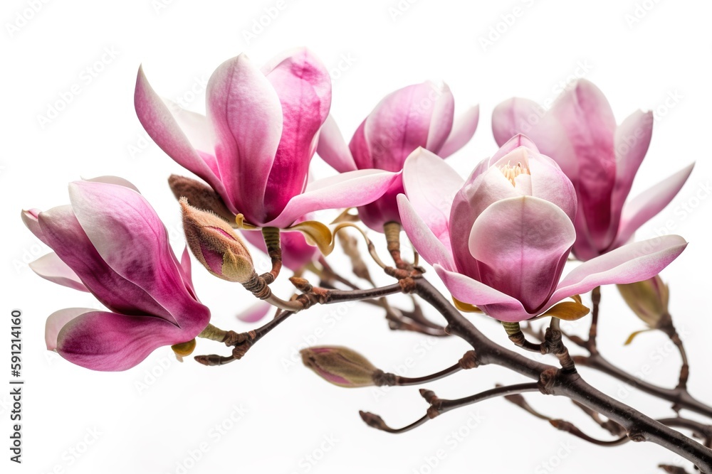 Pink magnolia flowers on white background Pink magnolia flowers on white background