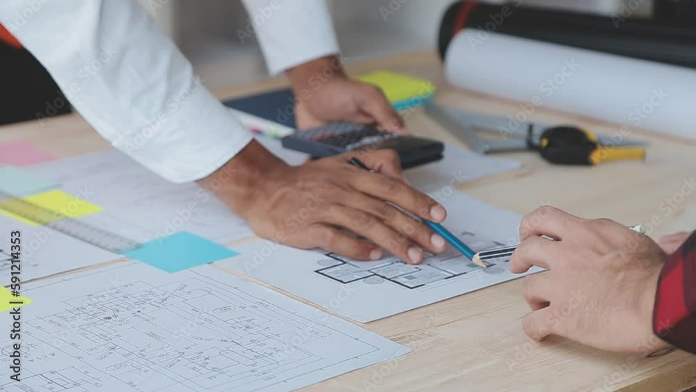 Construction and structure concept of Engineer or architect meeting for project working with partner and engineering tools on model building and blueprint in working site, contract for both companies. Construction and structure concept of Engineer or architect meeting for project working with partner and engineering tools on model building and blueprint in working site, contract for both companies.