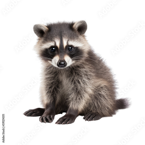 raccoon isolated on a transparent background, generative ai