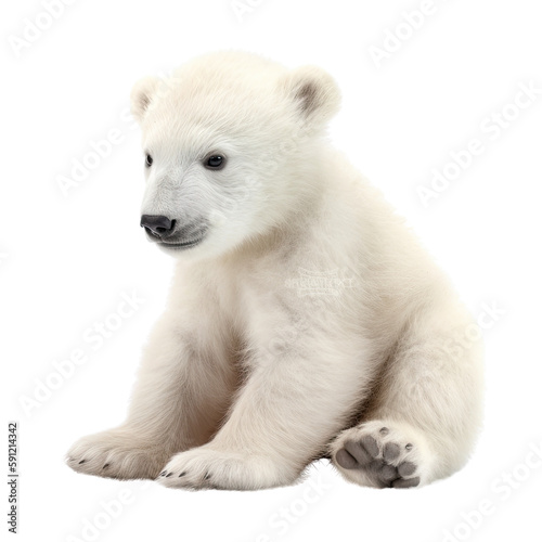 polar bear cub isolated on a transparent background, generative ai