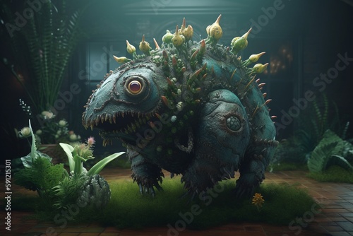 A whimsical illustration of a fantasy creature or plant  Generative AI