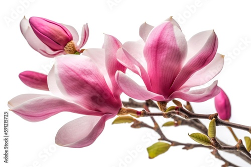 Pink magnolia flowers on white background © Francesco