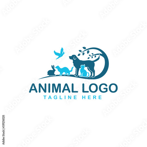 Vector cute pet shop logo vector icon illustration
