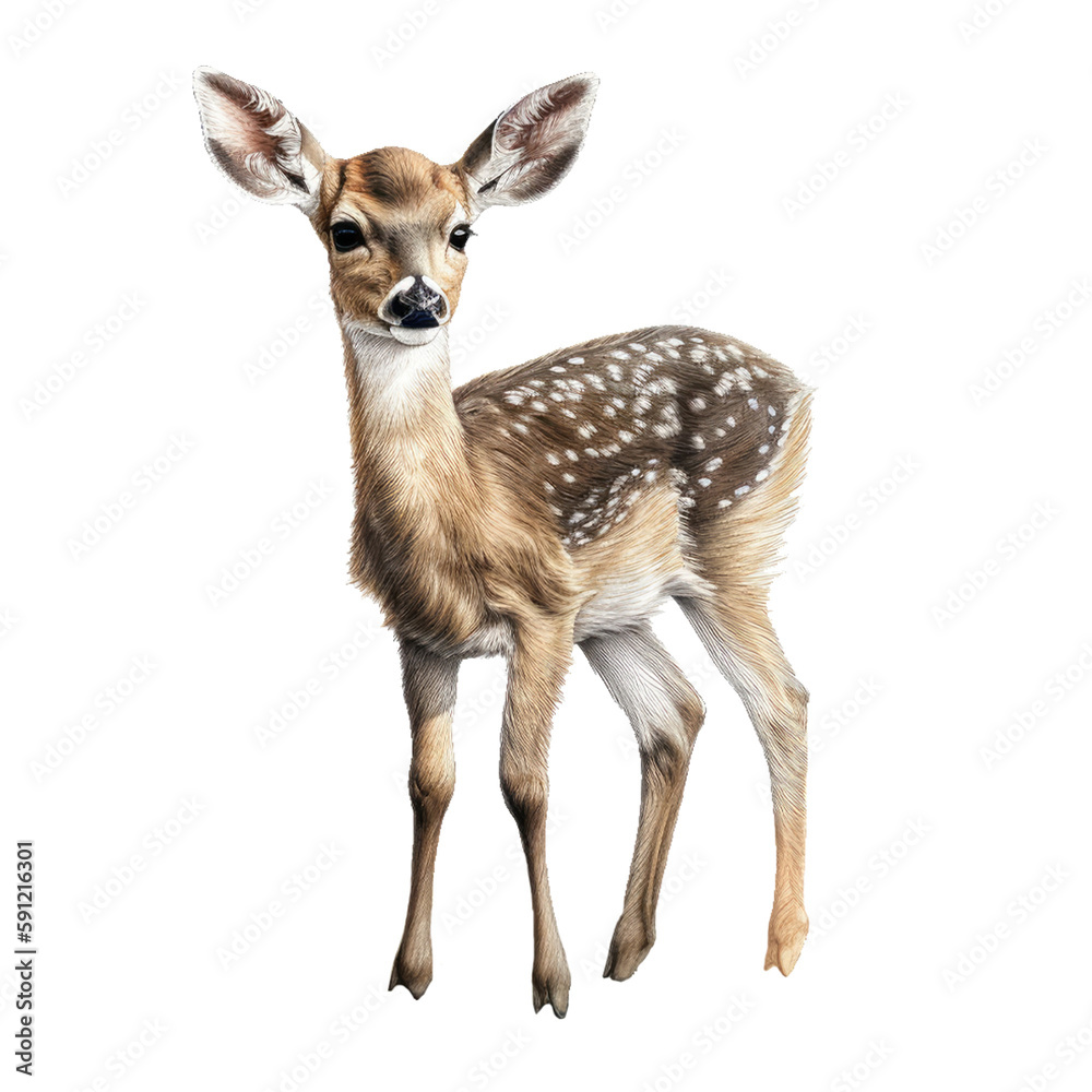 Fawn bambi watercolor illustration. Generative AI Fawn bambi watercolor illustration. Generative AI