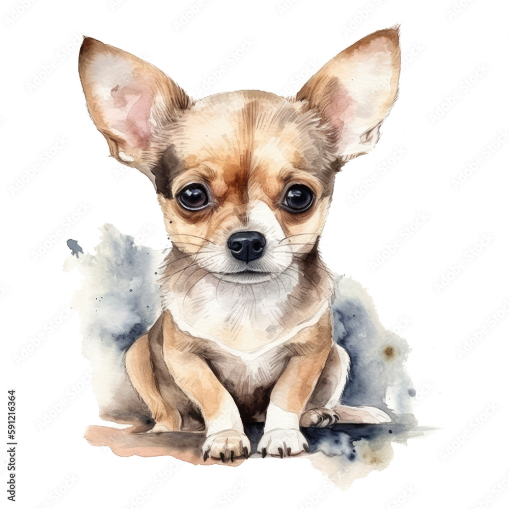 Dog puppy watercolor illustration. Generative AI