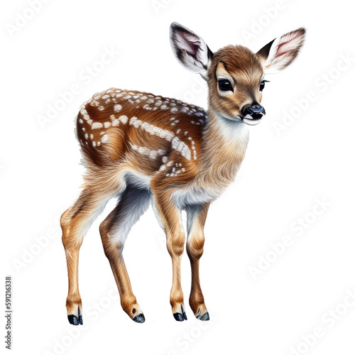 Fawn bambi watercolor illustration. Generative AI photo