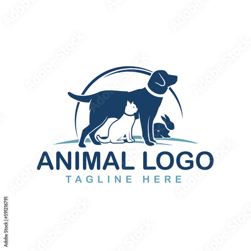 love pet care logo design template vector icon illustration free
