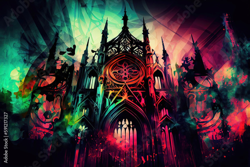 Wallpaper Mural Abstract gothic architecture church as wallpaper background (Generative AI) Torontodigital.ca