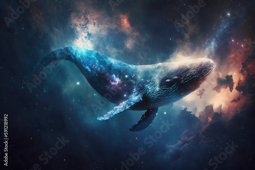 a whale floats through space, generative AI © Vincent