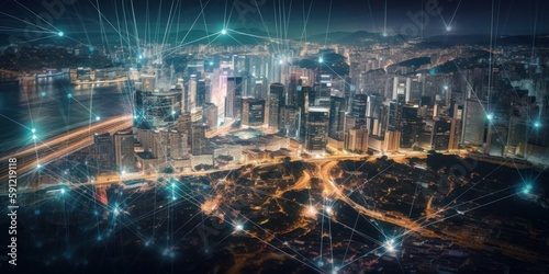 digital connections and networks in the city, generative ai
