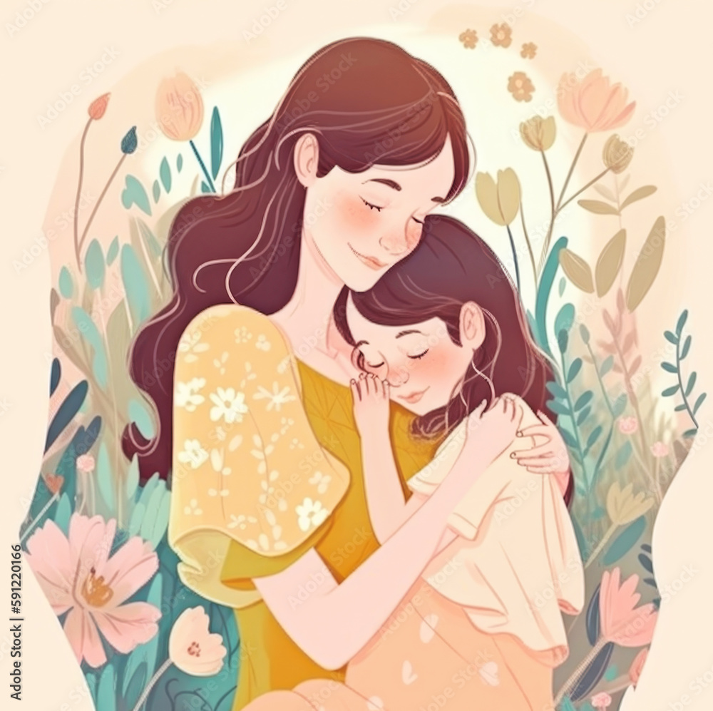 Happy mother's day greeting card. Generative AI. Happy mother's day greeting card. Generative AI.