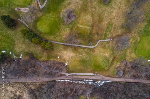 aerial shot of golf ground