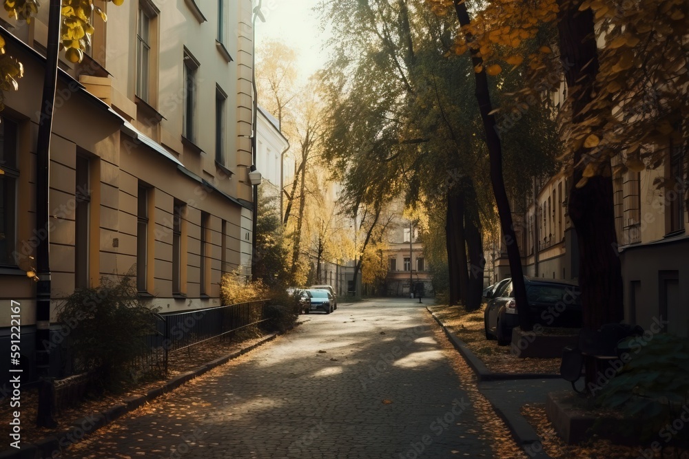 Surprisingly cozy streets of Berlin with a lot of greenery AI