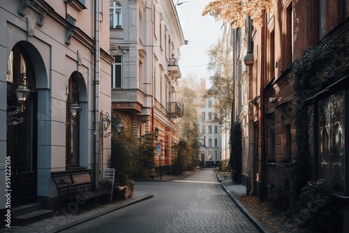 Surprisingly cozy streets of Berlin with a lot of greenery AI