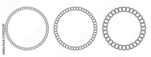 Interlocked Intertwined Circle Rope Pattern Frame Border Background Vector Illustration
