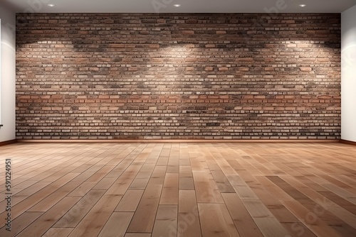 The interior design of empty room and living room and brick wall texture background, Generative AI